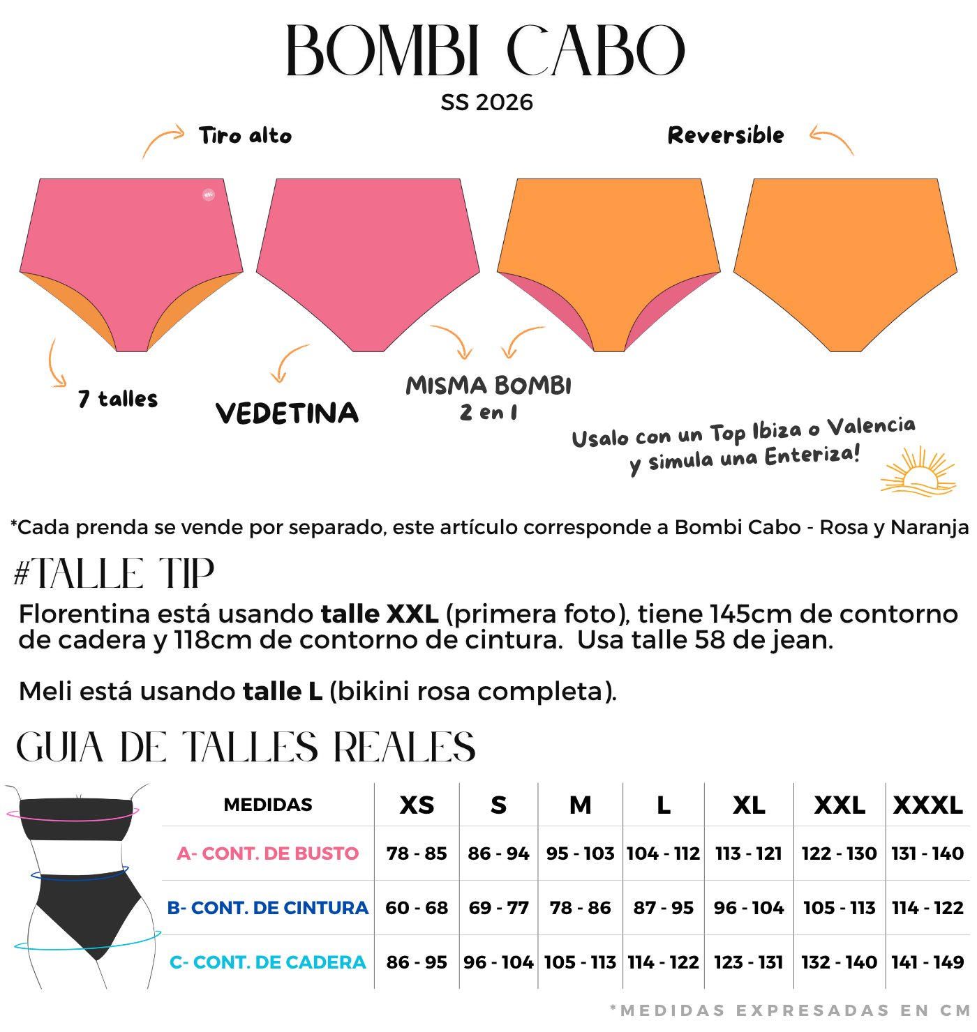bombacha vedetina reversible en rosa y naranja